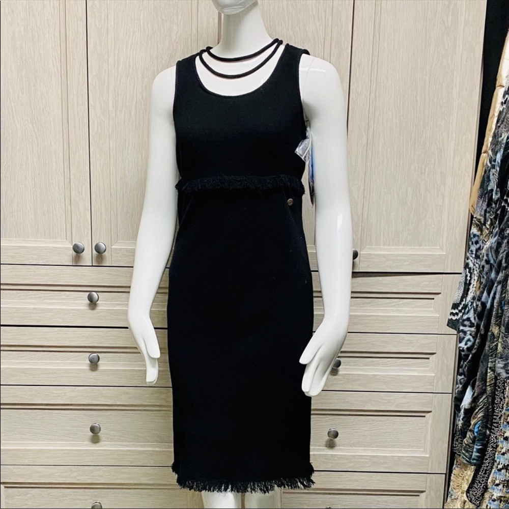 CHANEL VINTAGE NWT BLACK FRINGE DRESS